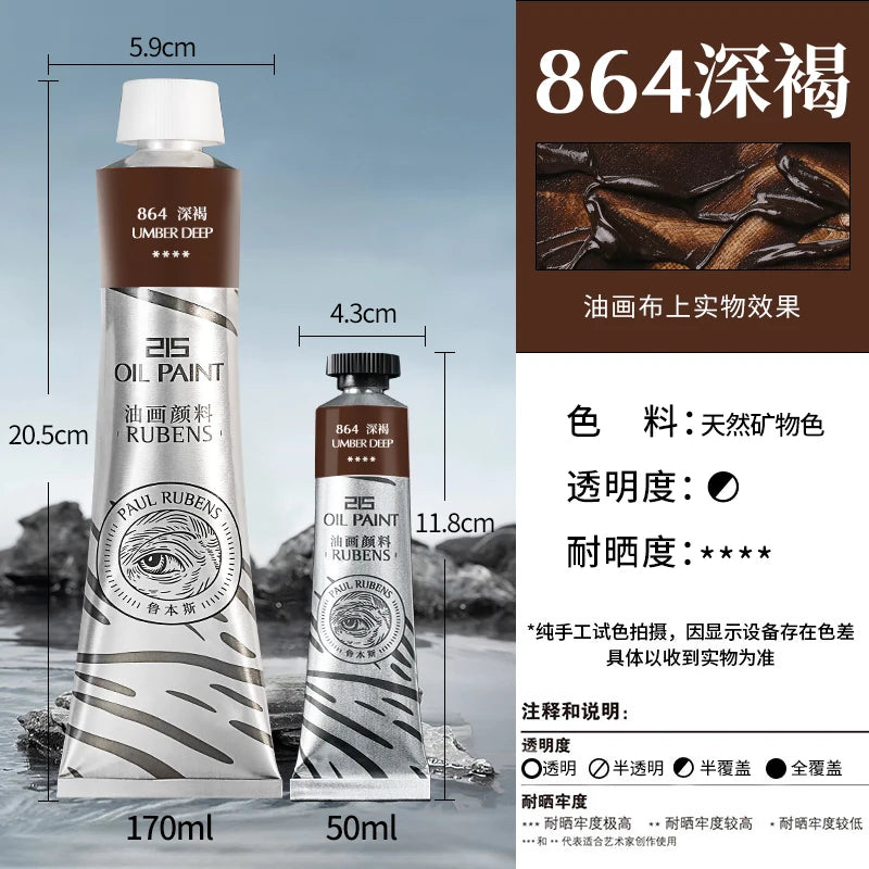 1PC Paul Rubens Oil Paint,170ml LargeTubes, Professional Oil Based Paint with High Saturation, Creamy Texture, and Consistency