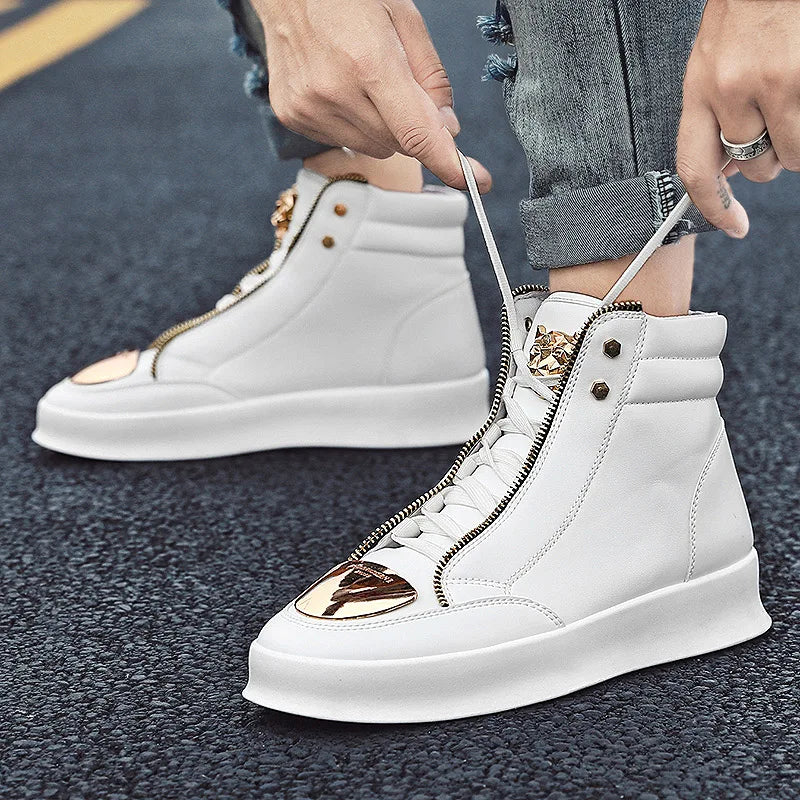 YRZL High Top Casual Shoes Men Sneakers Fashion Skateboard Shoes Leopard Platform Shoe Sport Training Shoes Men's Ankle Boots - Sun Studio