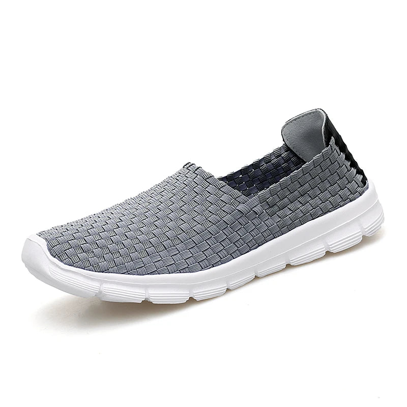 STRONGSHEN Men Shoes Summer Breathable Women Handmade Woven Shoes Couple Casual Flats Shallow Loafers Unisex Zapatos De Mujer