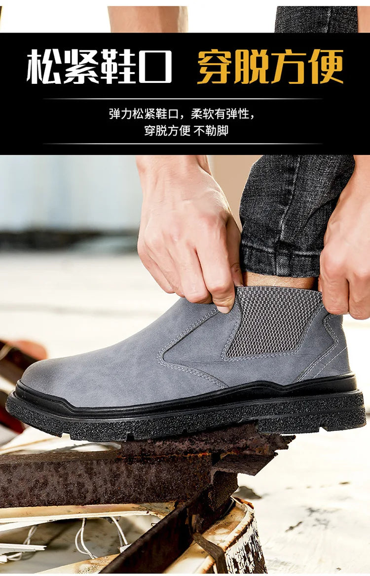 Waterproof Men Welder Shoes Steel Toe Work Shoes Man Anti-spark Anti-smash Safety Shoes Male Slip On Chelsea Work Safety Boots - Sun Studio