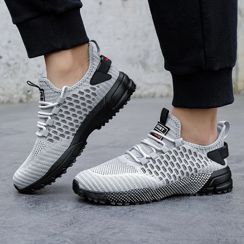 Sports Shoes for Men Breathable Mesh for Summer Youth Running Sports Leisure Flat Bottomed Fashionable Casual Lace Up Sneakers - Sun Studio