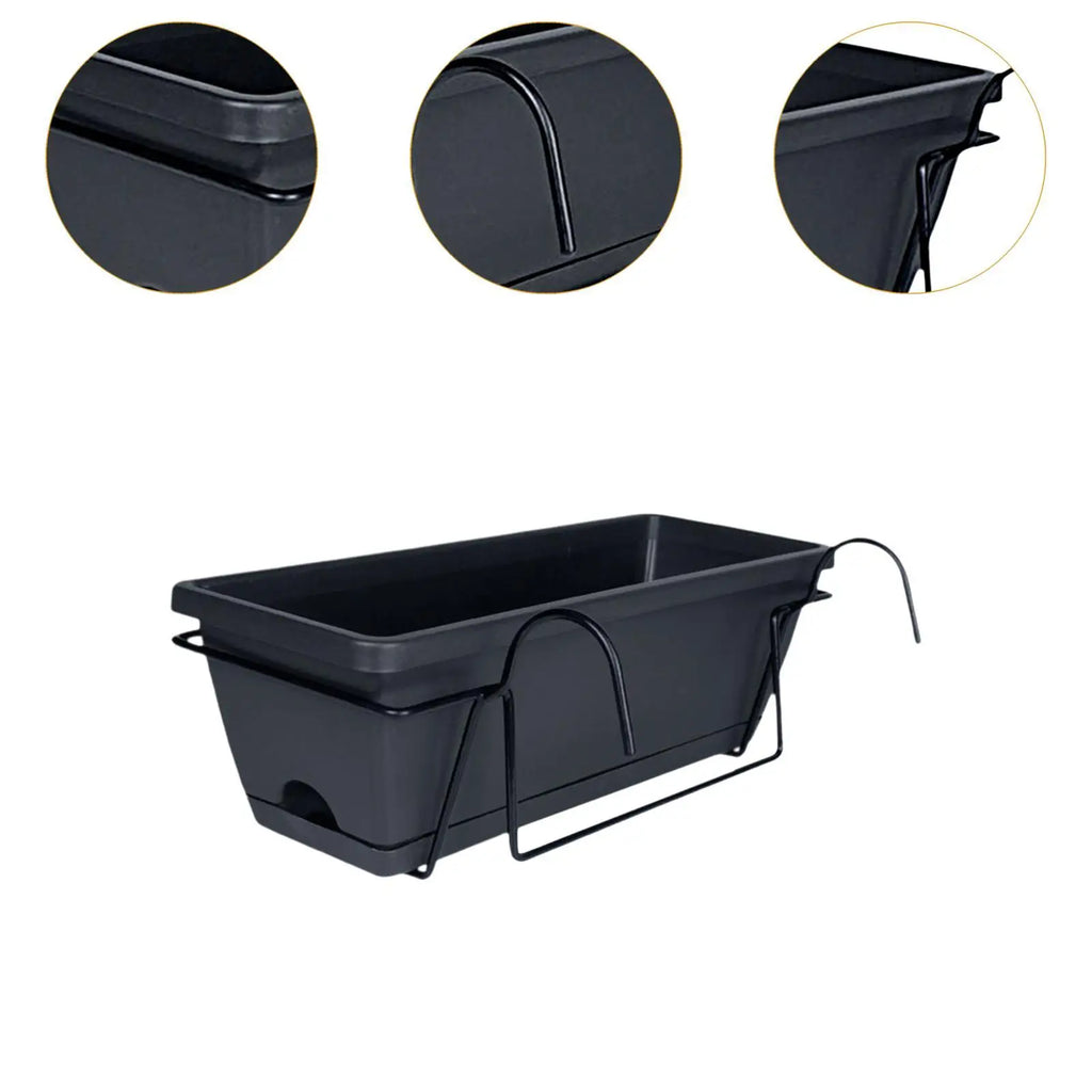 Hanging Flower Pot for Fence And Balcony, Flower Box, Flower Pot with Drainage Hole, Removable Tray, 43 X 19 X 15 Cm - Sun Studio