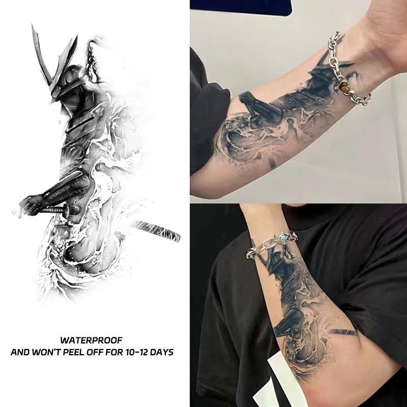 Japanese Aesthetic Samurai Juice Tattoo Stickers Waterproof Durable Bodyguard Knife Semi-permanent Fake Tattoo Arm Simulation - Sun Studio