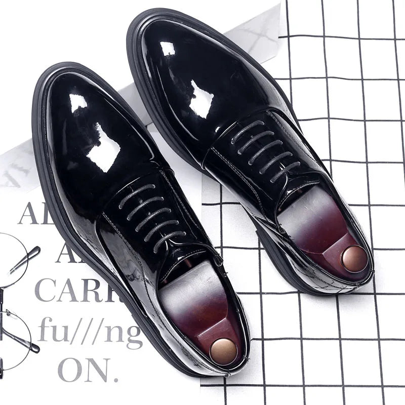 British Pointed Toe Business Leather Shoes Fashion Casual Black Large Size 38-47 Formal Shoes Handsome Office Worker Men's Shoes - Sun Studio