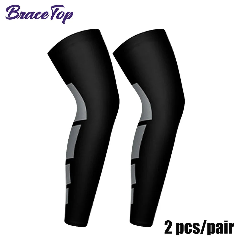 BraceTop 1 Pair Compression Long Socks Men Women Knee Fitness Knee Pad Anti Slip Support Thigh Long Stockings Leg Thigh Sleeves - Sun Studio