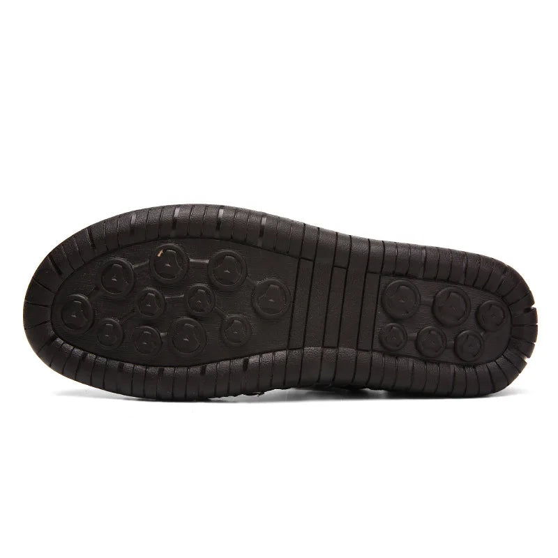 Large Size Men's Sandals Casual Leather Beach Shoes Breathable Slip-On Durable Stitched Construction Comfortable Walking Sandals - Sun Studio