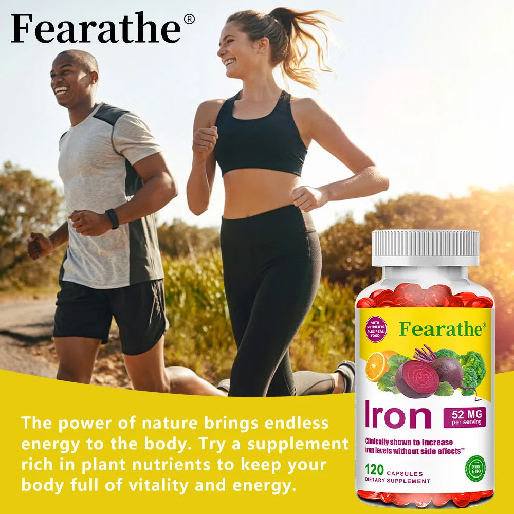 Iron and Vitamin C Supplement - Boosts Energy, Focus, and Immune Function, Supporting Red Blood Cells, Improve Immunity, Non-GMO - Sun Studio