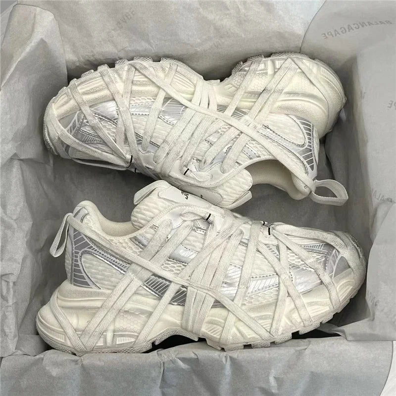 Large Size Casual Trainers Luxury Designer Unisex Shoes Chunky Heel Platform All Match Increasing Sport Runway Sneakers Female - Sun Studio