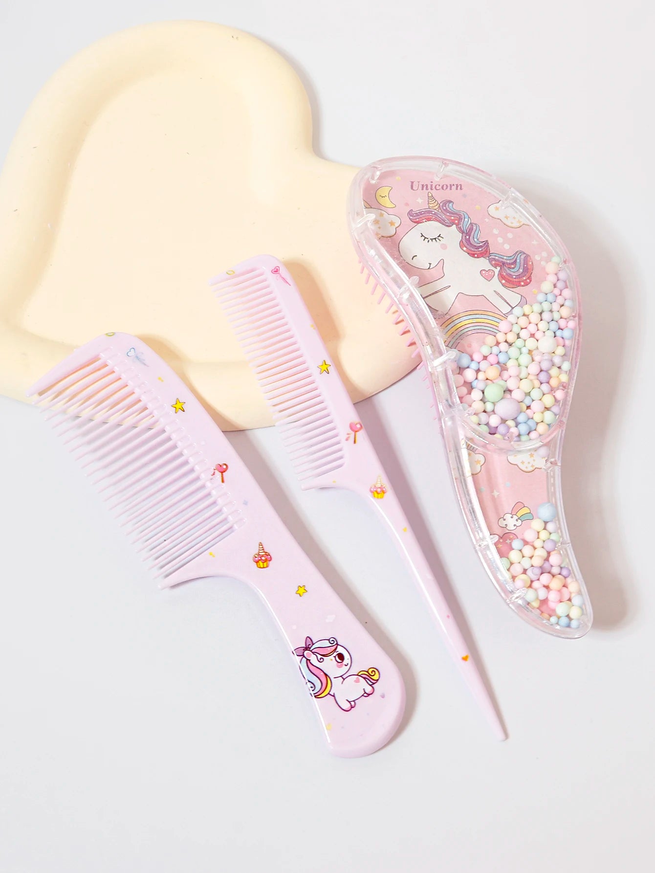 3pcs cartoon comb set, wet and dry dual-use, hair styling, suitable for any hair texture, gift set, special for real hair wigs - Sun Studio
