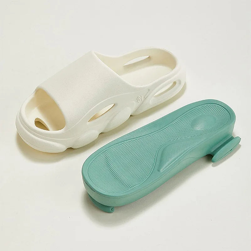Shevalues Men Summer Slippers New Thick Sole EVA Sandals Indoor Non-slip Unisex Bathromm Slides Casual Platform House Slippers - Sun Studio