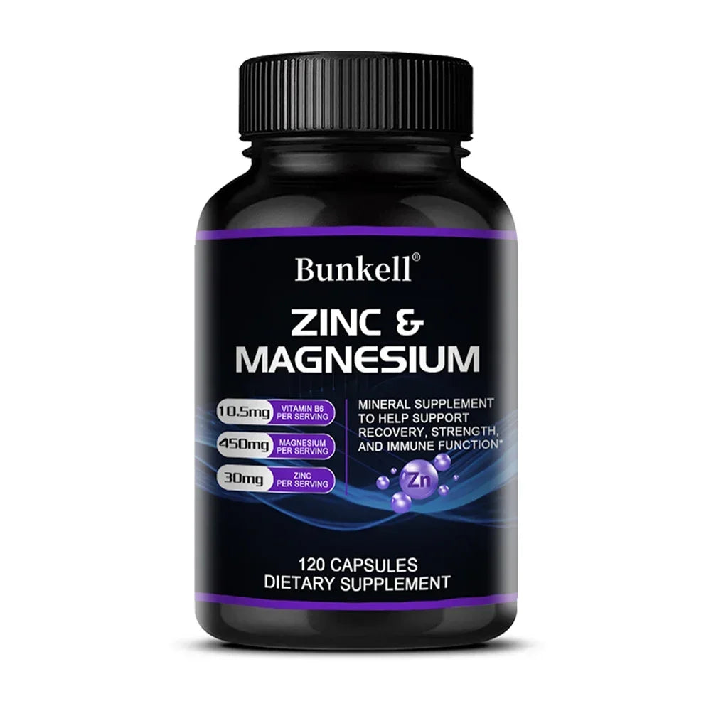 Zinc + Magnesium Supplement, Strong Bones, Teeth, Heart, Nerves, Enhance Immunity, Support Bone Density and Muscle Health - Sun Studio