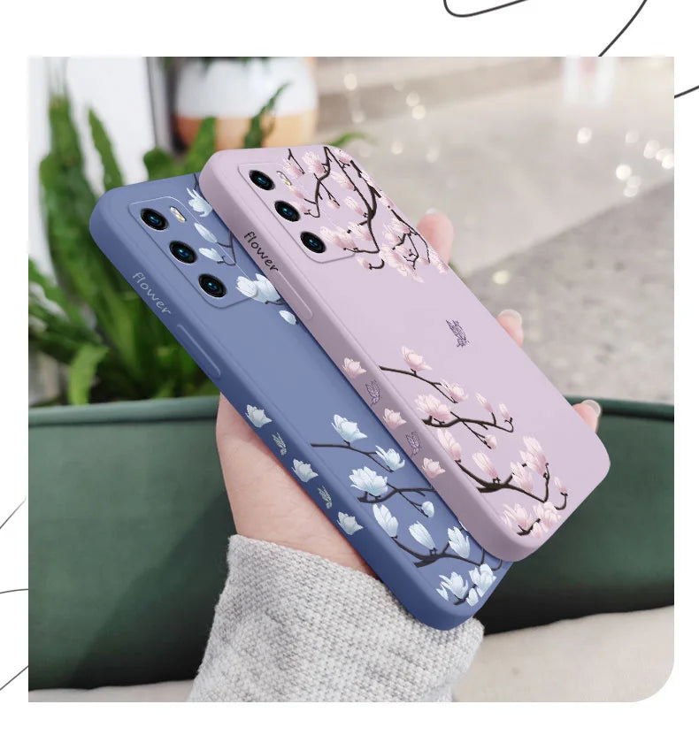 Tree Branch Phone Case For Huawei P40 P50 P30 P20 Pro Lite Nova 5t Y7A Mate 40 30 20 Pro Lite Liquid Silicone Cover - Sun Studio