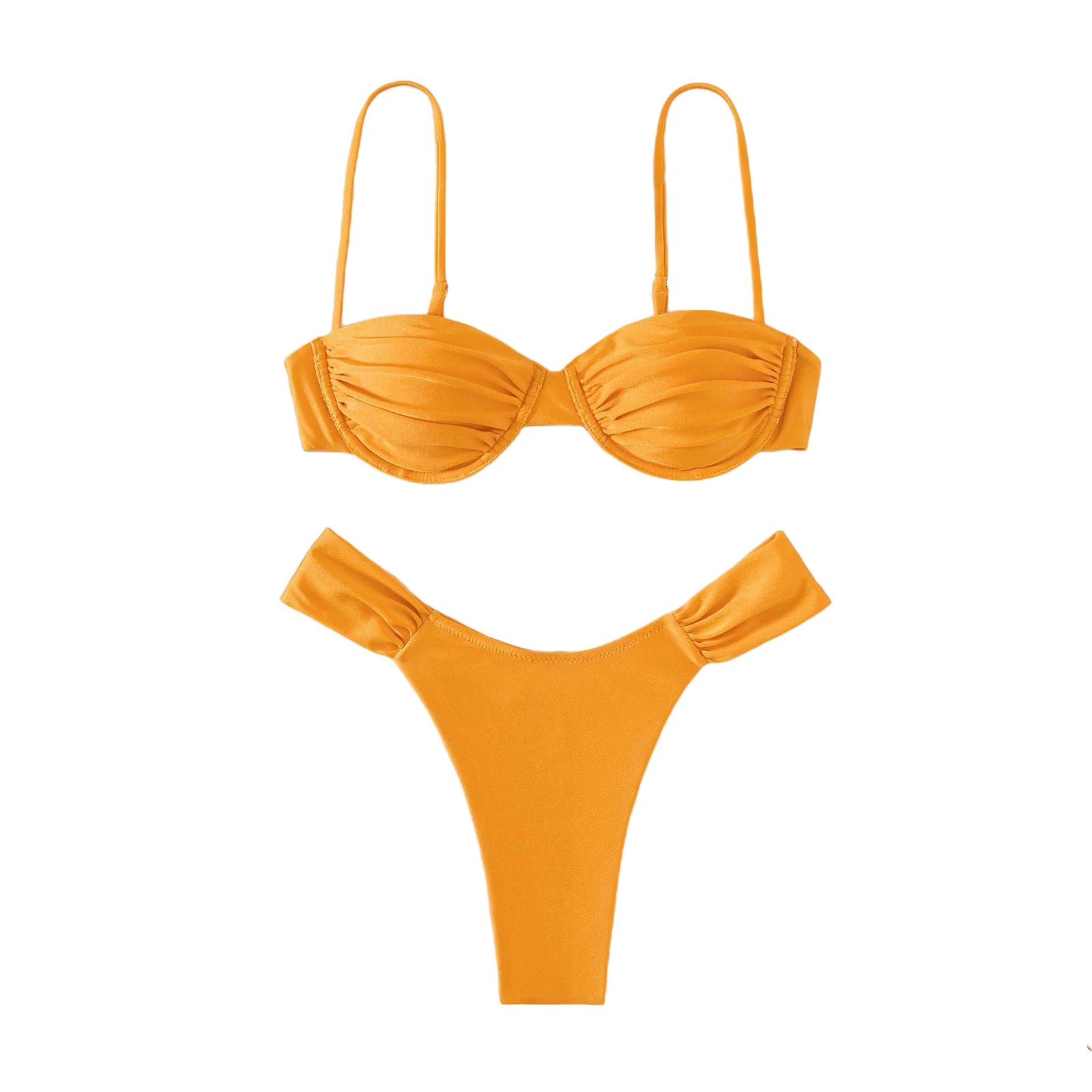 New Hot Sale Sexy Women Push-up Padded Bra Bikini Set Pleated Swimsuit Swimwear Swimming Beach Bathing Costume Bikini Set - Sun Studio
