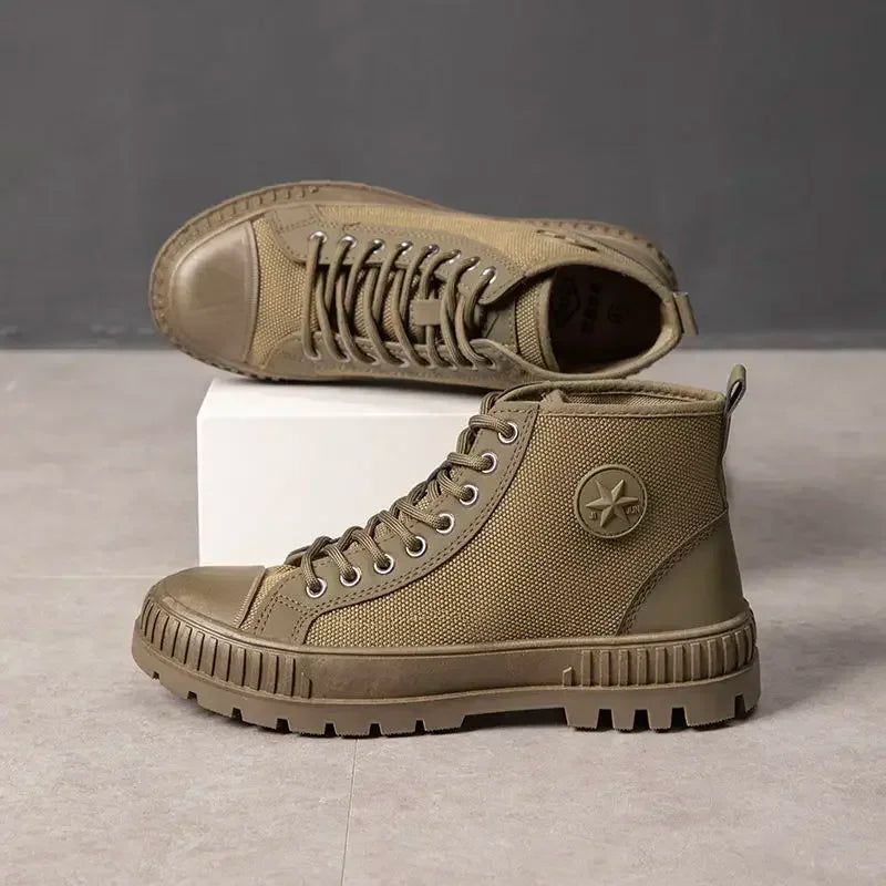 Male Shoes Hiking Outdoor Rubber Men's Boots Lace Up Original Deals Vintage In Promotion Y2k Offers Trendy 2025 Footwear New