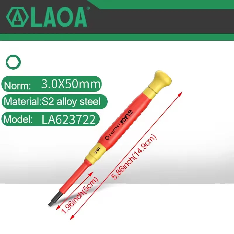 LAOA 1pc Insulated Precision Screwdriver SL1.0-3.0 aCross Small Size Screwdriver to Remove Watches Cell Phone NotebookT5-T10 - Sun Studio