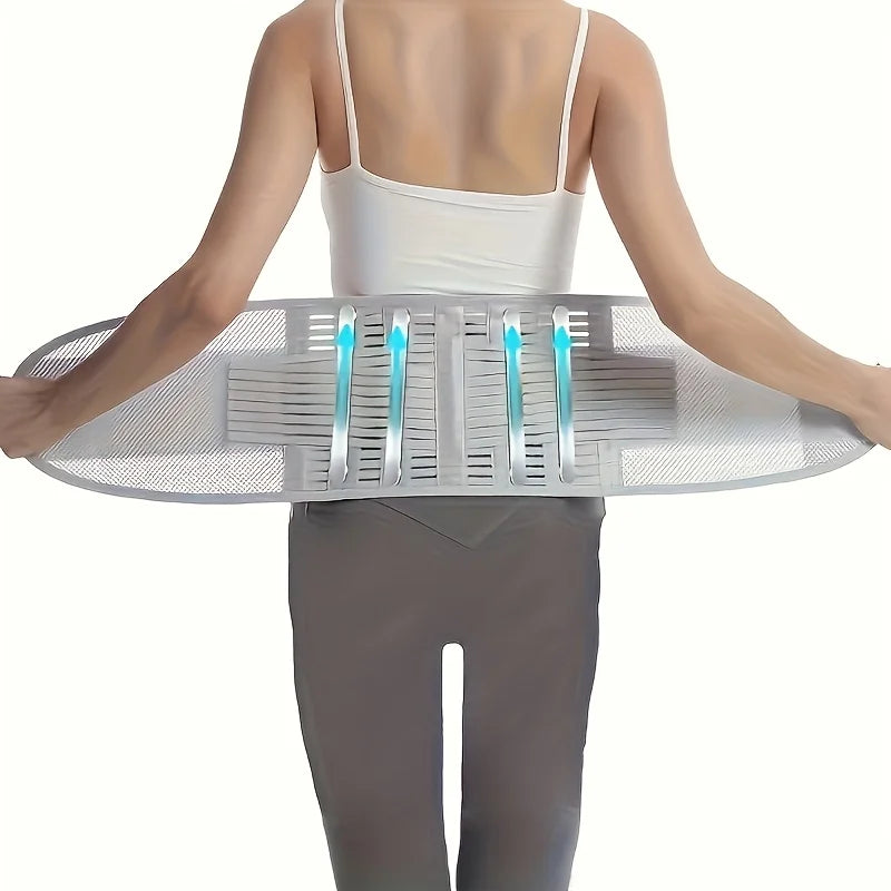 Compression Waist Support Belt with 5 Reinforced Support Plates, Breathable Mesh Back Support, And Adjustable Elastic Compressio - Sun Studio