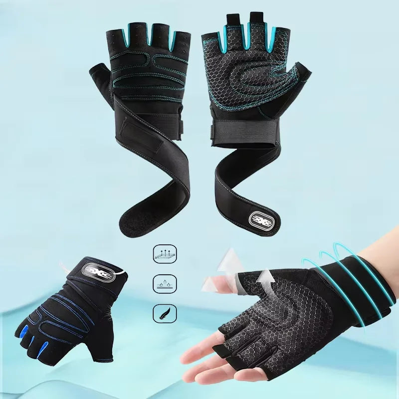 Gym Gloves for Men Women Fitness Weight Lifting Wristband Gloves Body Building Training Sports Exercise Cycling Glove Shockproof - Sun Studio