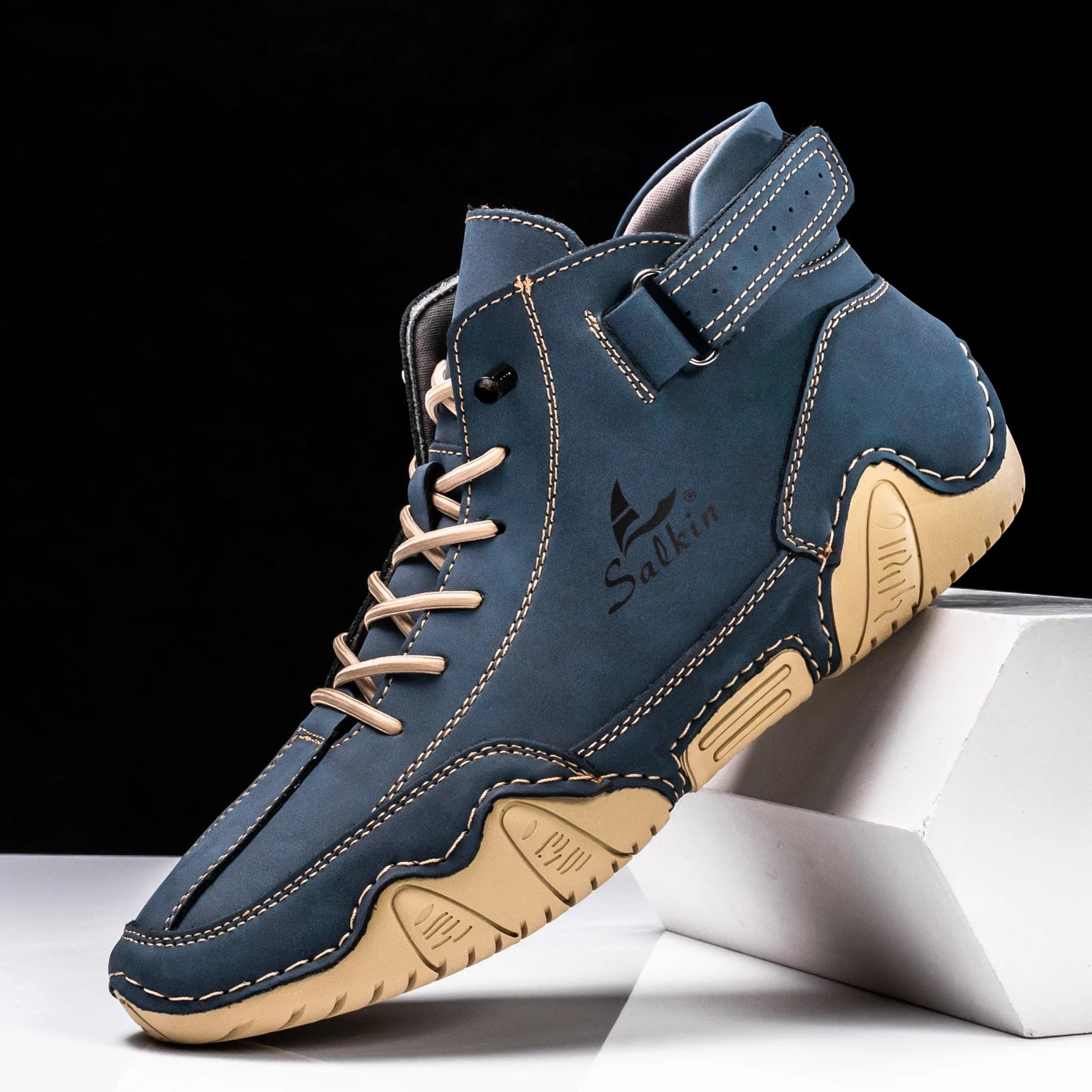 New 2025 Handmade Leather Casual Men Shoes Design Sneakers Man Breathable Leather Shoes Men Ankle Boots Outdoor - Sun Studio