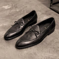 Genuine Leather Men Loafers Handmade Square Toe Butterfly-knot  Solid Handmade  Zapatos De Vestir Hombre - Sun Studio