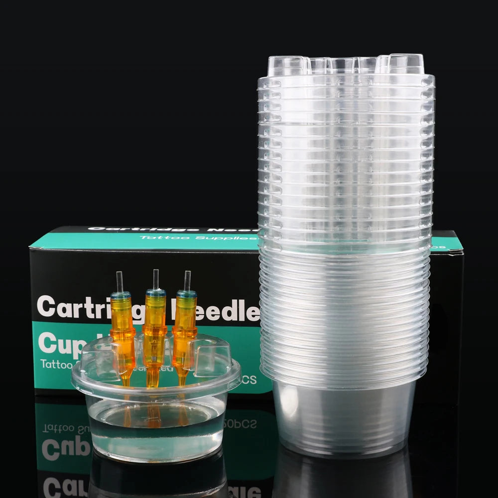 20pcs/box Tattoo Needle Cup Holder - Disposable Cleaning Cup for Tattoo and Embroidery Needle - Integrated Needle Cleaning - Sun Studio