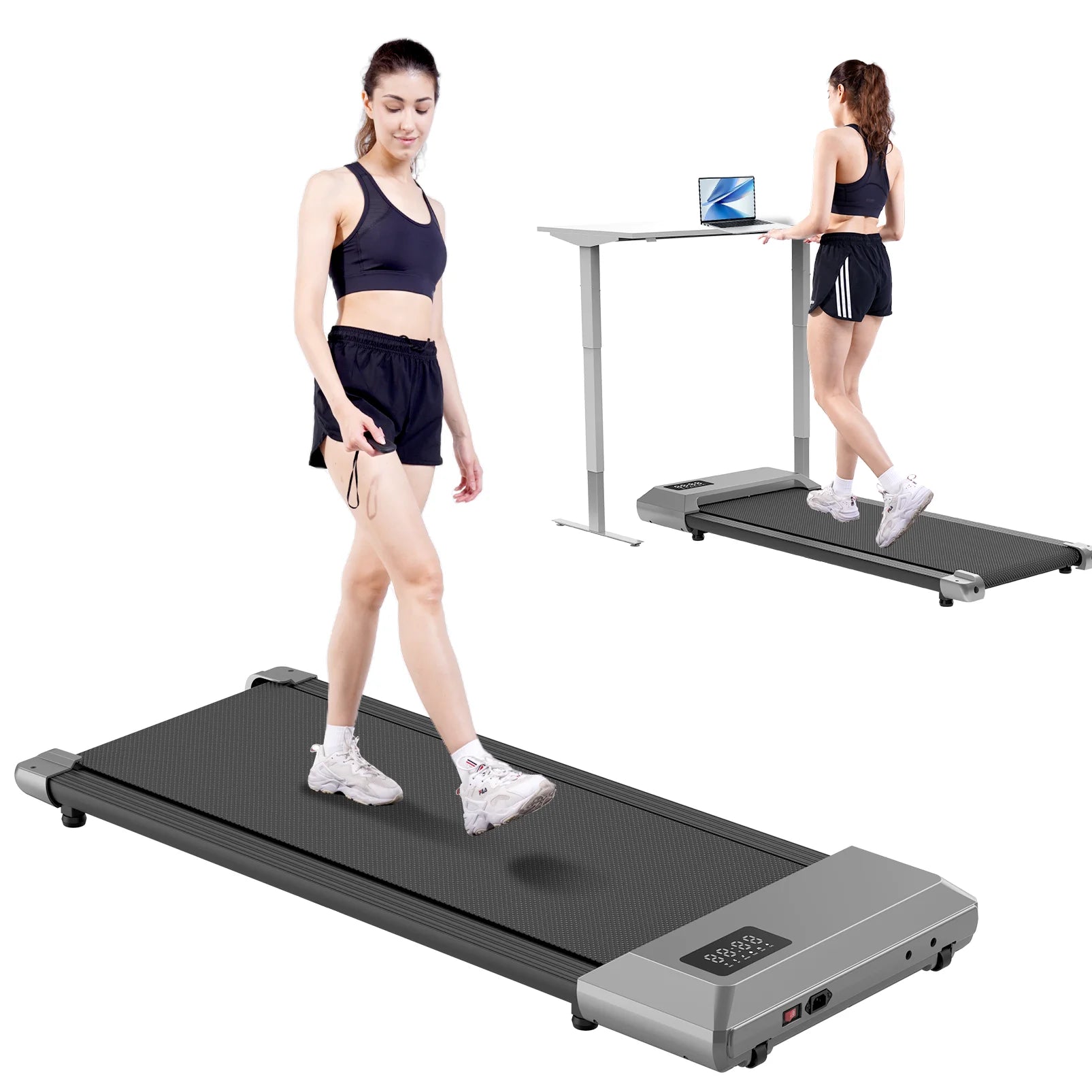 Walking Pad 2 in 1 Under Desk Treadmill, 2.5HP Low Noise Walking Pad Running Jogging Machine with Remote Control for Home Office - Sun Studio