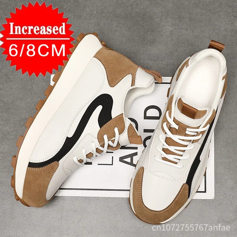 High Quality Flat/6/8 Cm Men Elevator Sneakers Summer Casual Trainers Height Increase Shoes Mesh Student Running Men Lift Shoes - Sun Studio