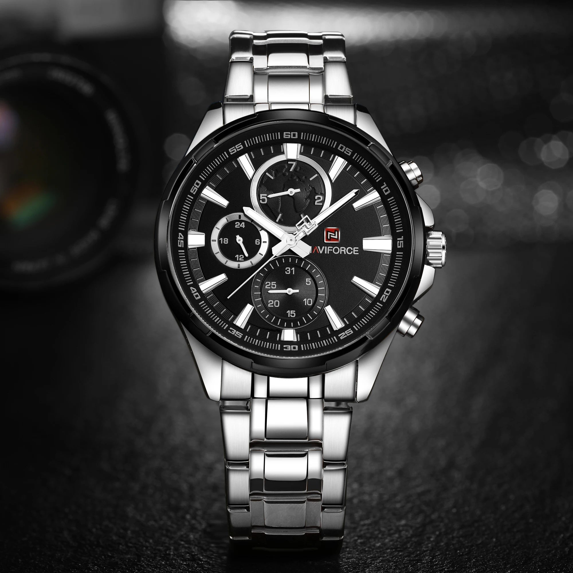 NAVIFORCE Classic Casual Business Male Watches Stainless Steel Waterproof Wristwatch Quartz Date Display Clock Relogio Masculino - Sun Studio
