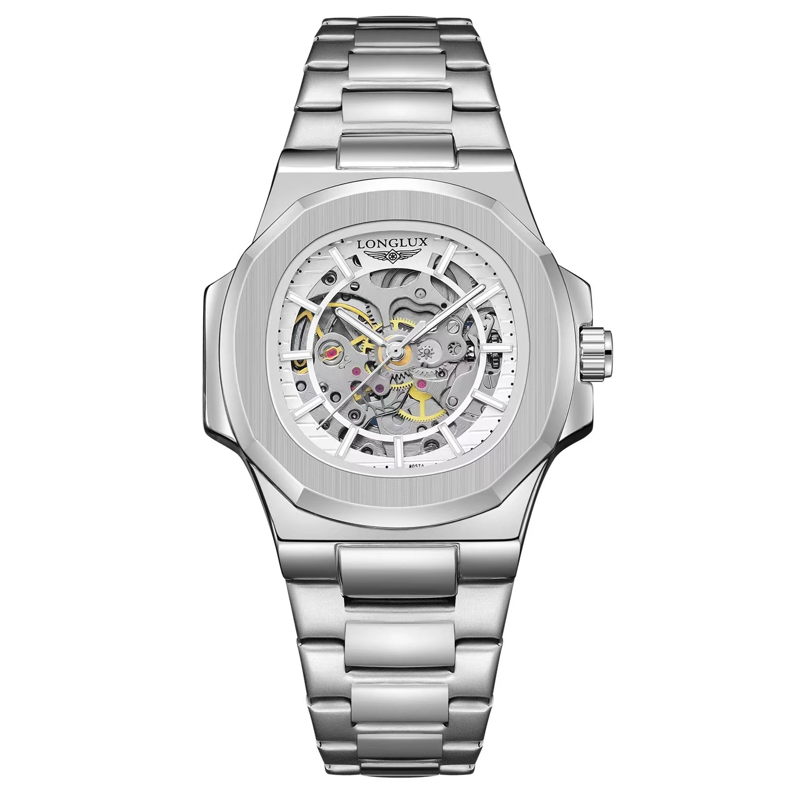 LONGLUX Men automatic mechanical watch luxury watches waterproof skeleton business cheap wholesale stainless steel gift watch - Sun Studio