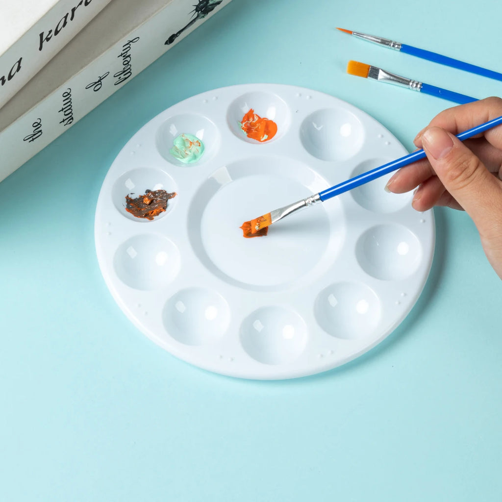 MOTARRO 1/3/12Pcs Round Plastic Palette Art Alternatives Paint Tray Artist Watercolor Plastic Palette Supply White Pigment Tray - Sun Studio