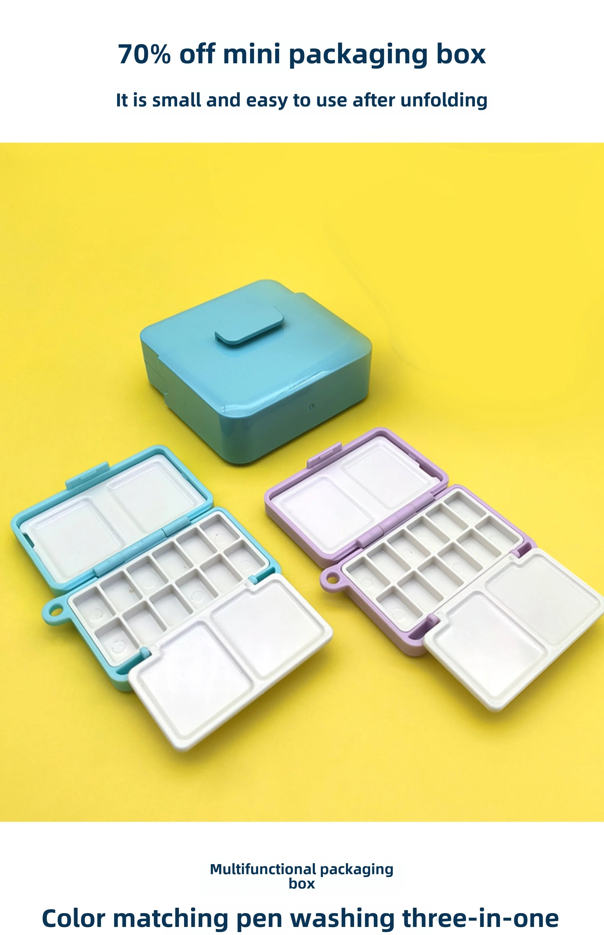Empty Folding Watercolor Paint Boxes Artist Portable Travel with Bucket acuarela Dispenser palette Art Supplies - Sun Studio