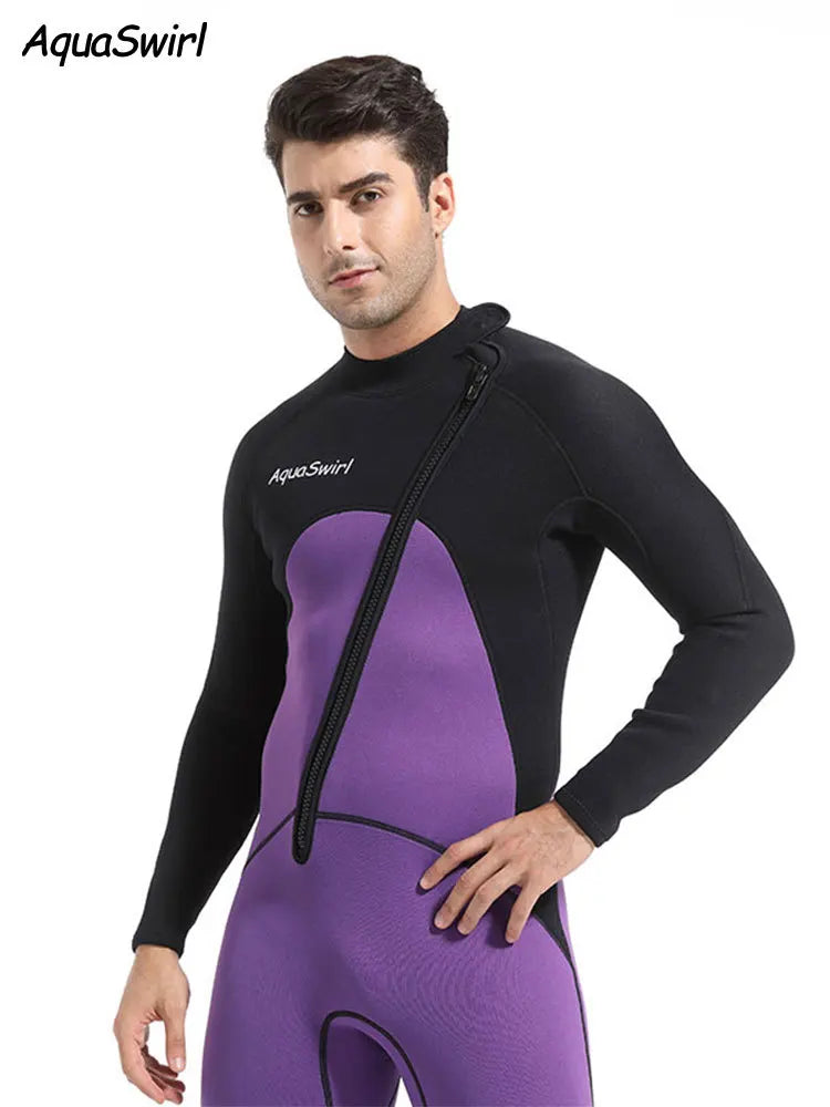 3mm Men's Scuba Dive Suit Neoprene Swimsuit Front Zip Wetsuit Keep Warm Diving Surfing Snorkeling Kayaking Full Body Swimwear - Sun Studio