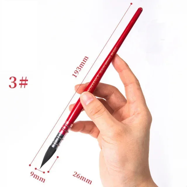 Squirrel Hair Watercolor Brush, Artist Painting Brush Red Pointed Painting Brush Children's Painting Supplies Watercolor Brush - Sun Studio