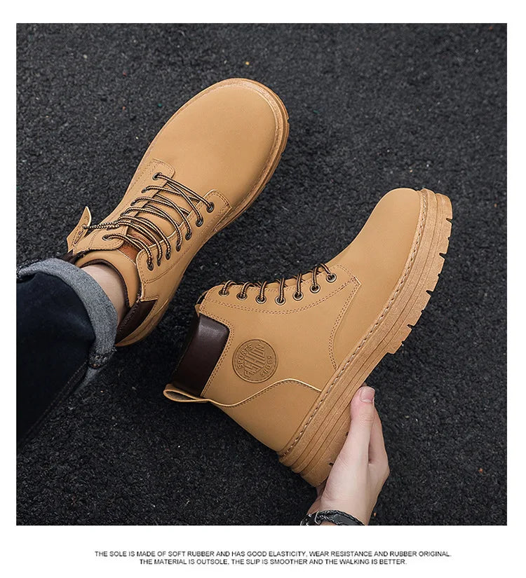 Men's Designer Motorcycle Boots Fashion Comfortable High Top Platform Work Boots Winter Hot Selling Mens Green Hiking Boots 2026 - Sun Studio
