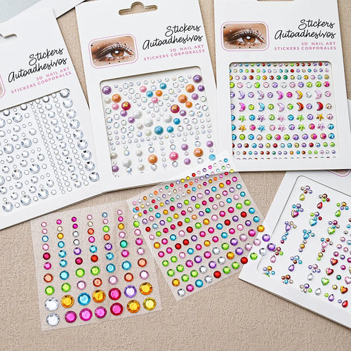 1Pcs Face Diamond Gem Sticker 5D Colorful Rhinestone Tattoo Stickers Fo Festival Nail Body Makeup Bling Jewelry DIY Face Sticker - Sun Studio
