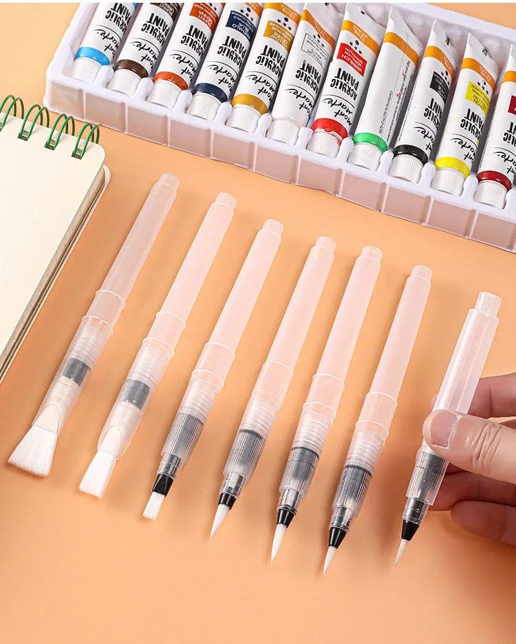 3/7pcs Watercolor Brush Set Soft Water Coloring Pen Paint Brushes For Beginner Art Drawing  Painting - Sun Studio