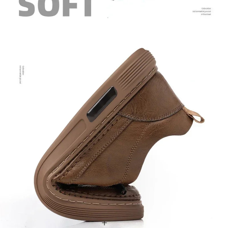 New Leather Shoes for Men Non-slip Sports Fashion Comfortable Sneakers Male Flat Slip-on Casual Brand Men's Casual - Sun Studio