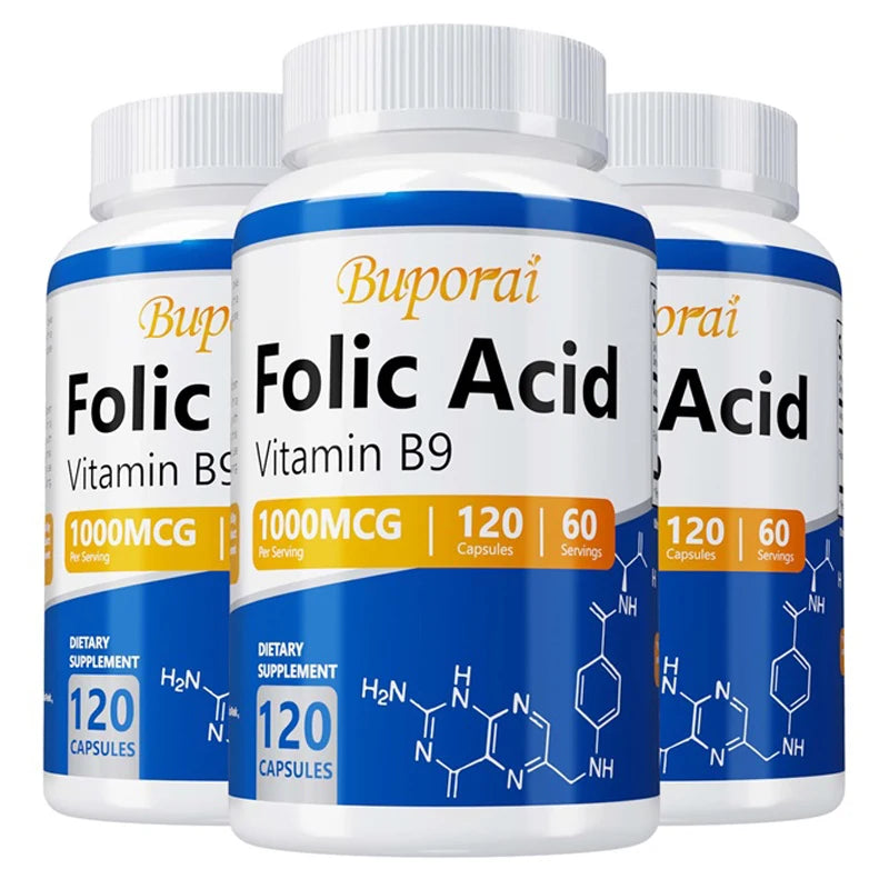 Folic Acid Supplement - Heart Health, Nervous System Health, Prenatal Support - Sun Studio