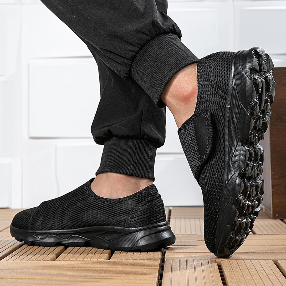 Sneakers Men Orthopedics Wide Feet Swollen Walking Casual Shoes Thumb Eversion Adjusting Soft Comfortable Light Man Shoes Black - Sun Studio