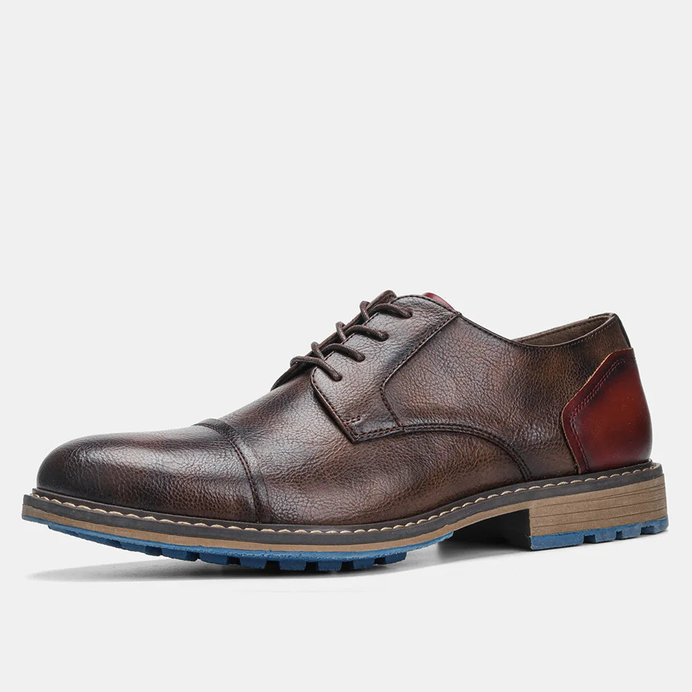 Business Men's Leather Shoes European American Casual Man Leather Shoe Retro Trend Men's Shoes Large Size Leather Shoes for Men - Sun Studio