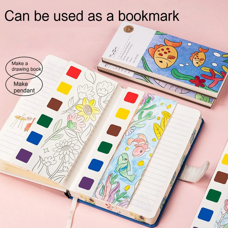 1PC Children's Watercolor Coloring Book Kids Adult Watercolour Coloring Paper With Water Paint Pens Girls Student Birthday Gift - Sun Studio