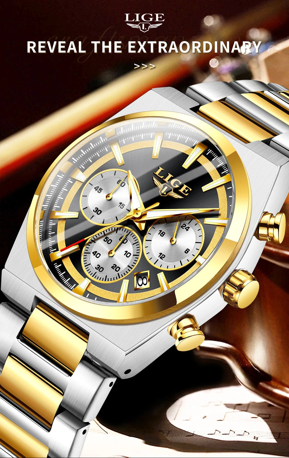 LIGE Top Luxury Man Quartz Watch Waterproof Luminous Date Chronograph Watches For Men Stainless Steel Fashion Men's Watch Reloj - Sun Studio