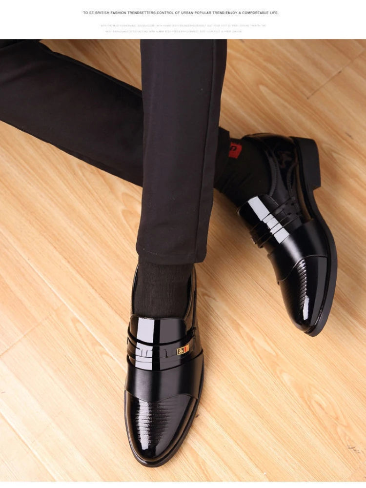Men Leather Casual Shoes Men Shoes Autumn New Business Formal Men Leather Shoes Casual Cover Foot Heightening Leather Shoes Men - Sun Studio