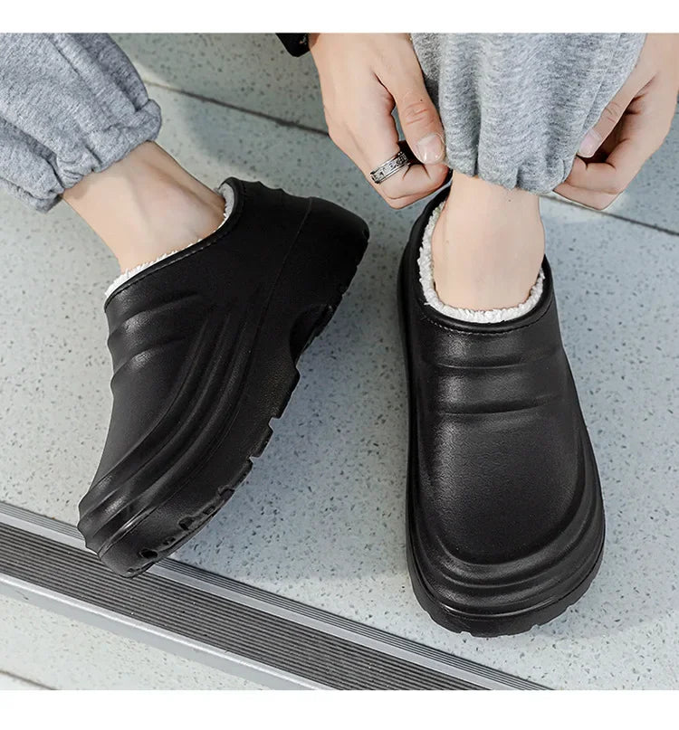 Waterproof Cotton Chef Shoes For Men Anti-Slip Work Footwear Warm Comfortable Kitchen Specialized Shoes With EVA Outsole - Sun Studio