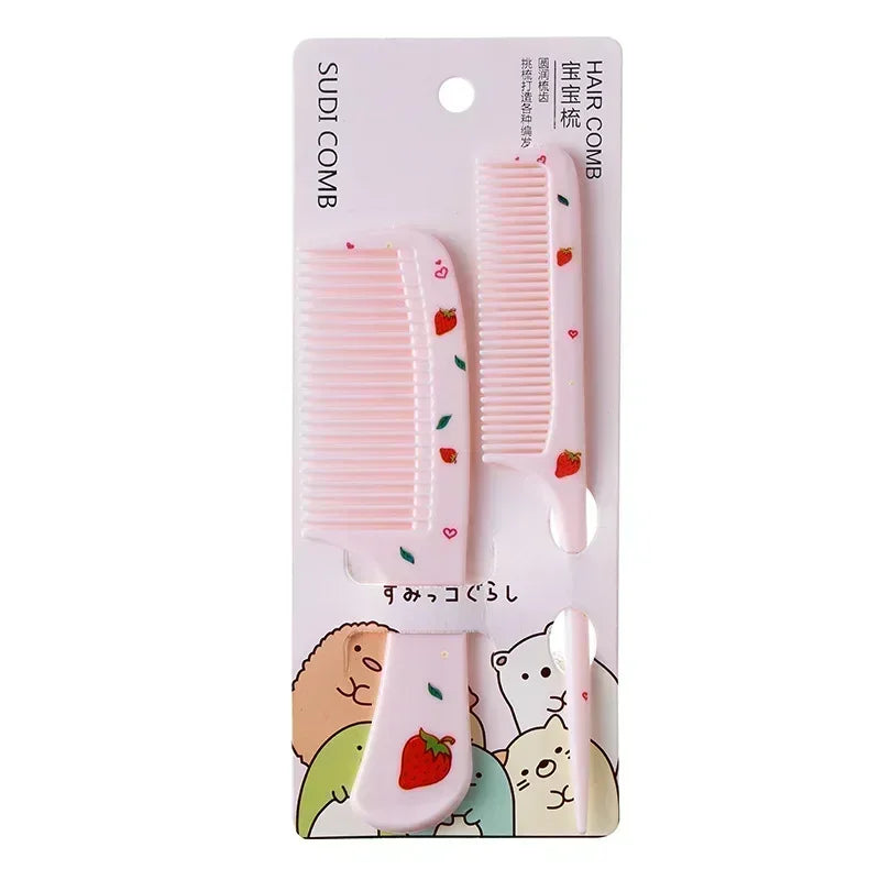 2pcs Cute Kids Hair Comb Set Anti-static Strawberry Comb for Girls Portable Hairdressing Comb - Sun Studio