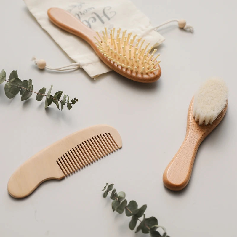 3pc Baby Hair Comb Mother-kids Hair Care Brush Baby Shower Tools Combs for hair Newborn Baby 0 12 Month Baby brush Care Utensils - Sun Studio