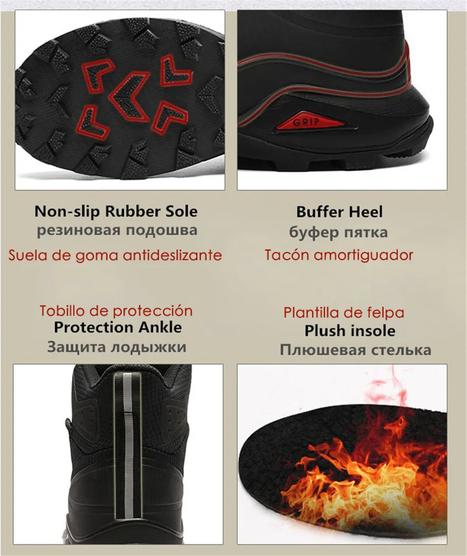 Men Winter Boots Snow Hiking Sneakers Water Resistant Mid Ankle Work Casual Hiker Trekking Outdoor Anti Slip Waterproof Shoes - Sun Studio