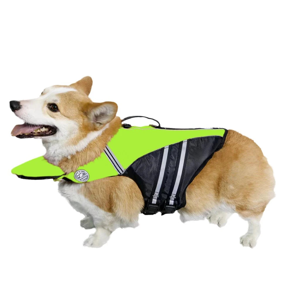 Reflective Dog Life Jacket Vest Removable Neck Float High Buoyancy Dogs Swimming Clothes, Pet Safety Swimsuit for Dog Cat - Sun Studio