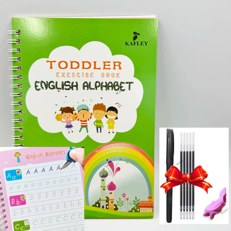 3D Calligraphy Copybook Reusable Learning Math English Book Drawing Numbers Education for Kids Letter Practice Toy Gifts - Sun Studio