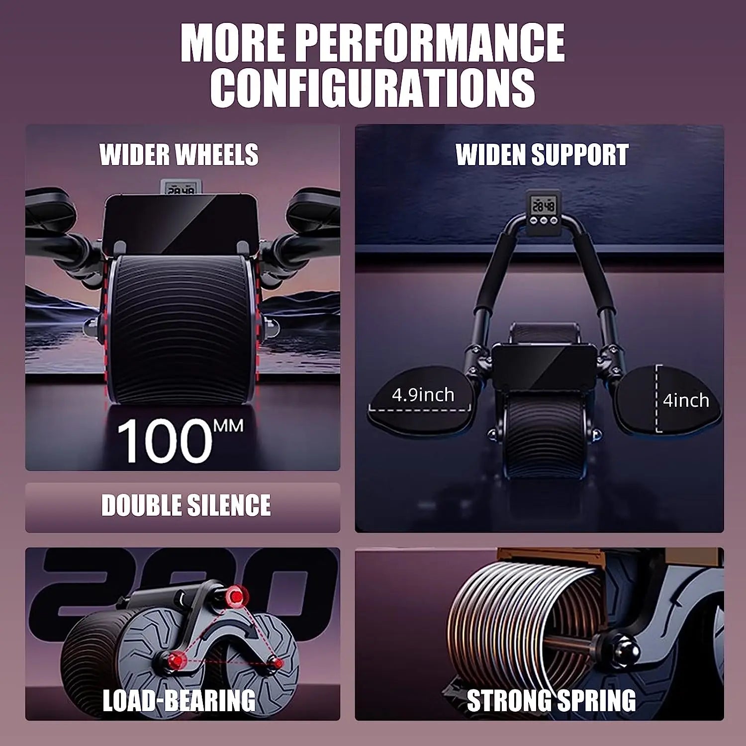 Elbow Support Automatic Rebound Abdominal Wheel Core Muscle Ab Trainer with Counter Display Fitness Exercise Roller Wheel - Sun Studio
