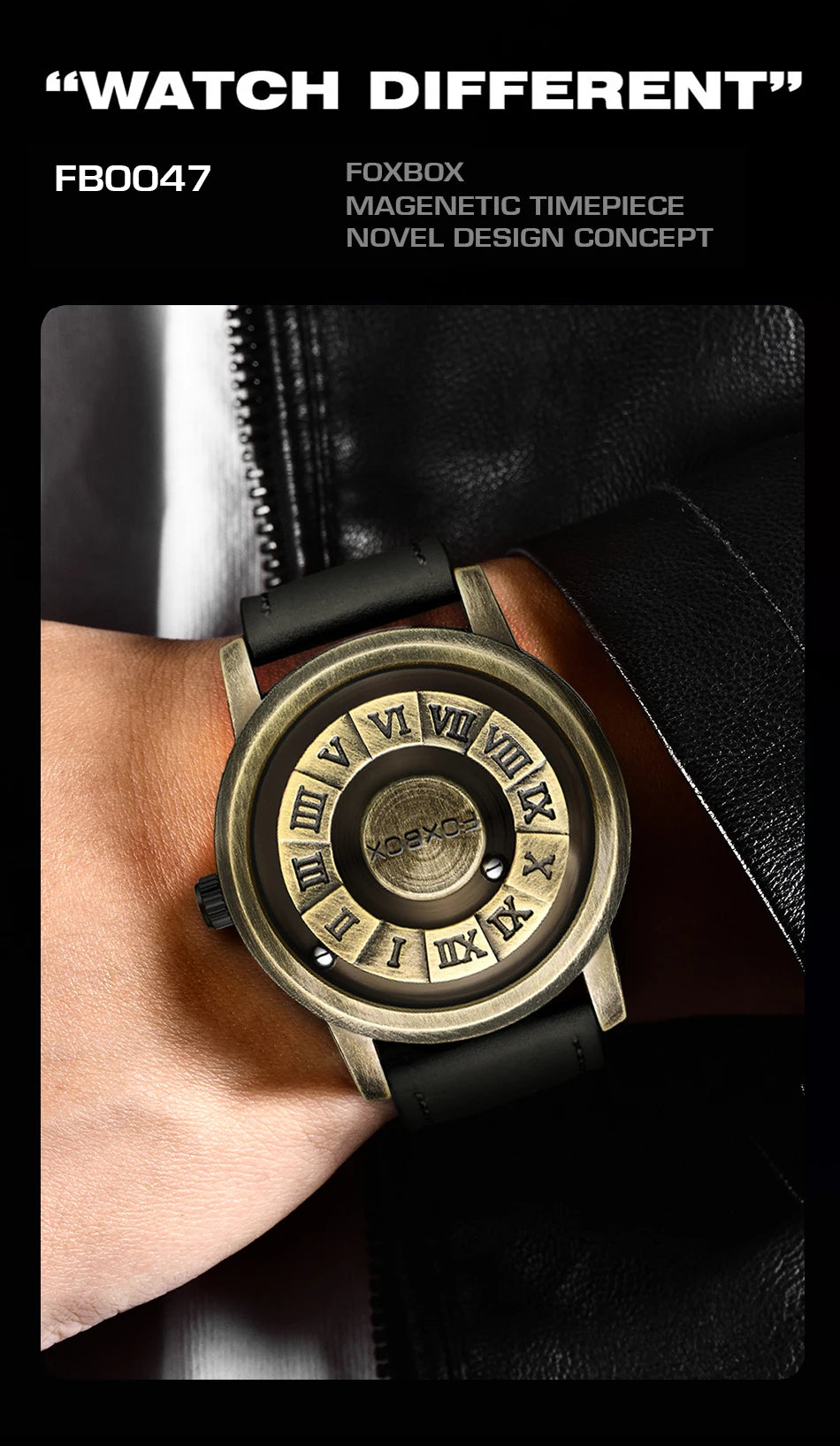 FOXBOX Men's Quartz Watch Fashion Personality Creative Scrolling Iron Ball Magnetic Pointer Waterproof for Male Watches Gift+Box - Sun Studio